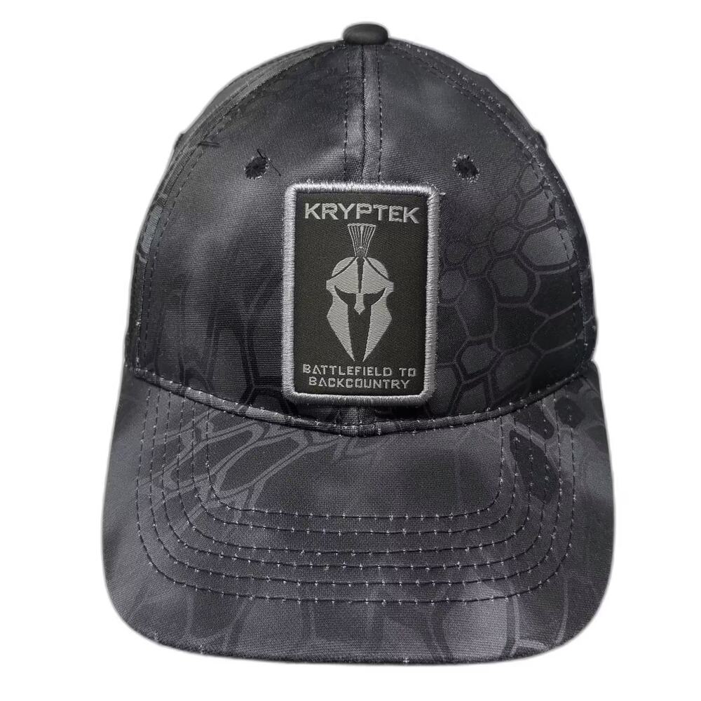 Kryptek Baseball Cap Black Gray OS Typhon Camo Spartan Patch Adjustable Hat